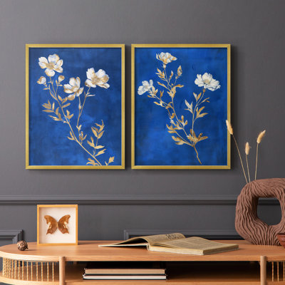 FLORAL Series Lxxiii - reproduction encadrée de qualité supérieure - prête à être accrochée - aucun clou requis - aucun clou requis