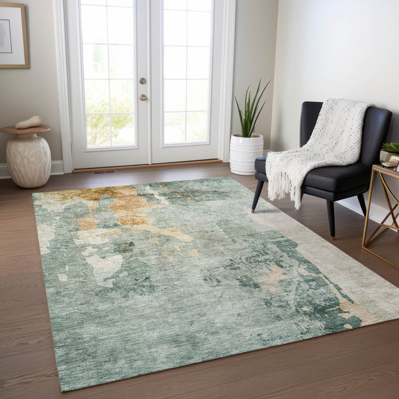 Tapis intérieur / extérieur lavable à la machine Cicel ACN1157 Seafoam, Rectangle 9 pi x 12 pi