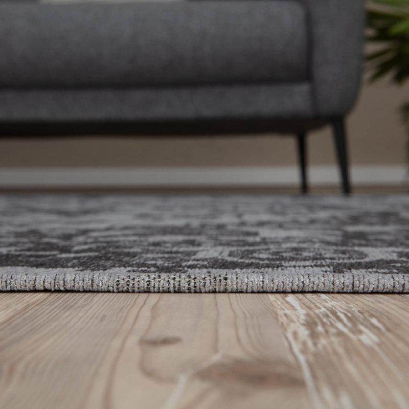Carina Modern Washable Rugs in Grey | 6963, Rectangle 80 x 150cm