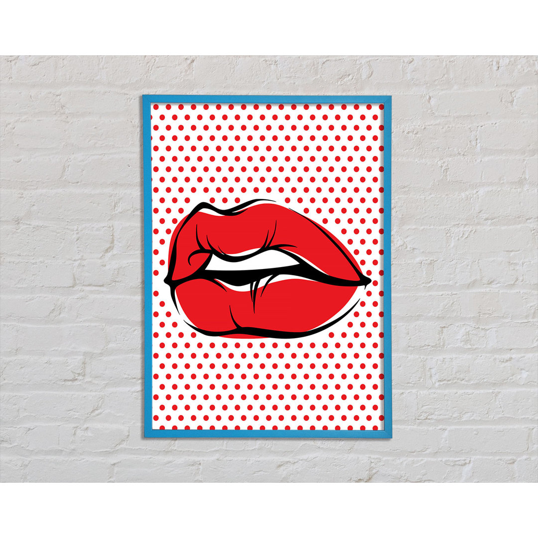 Red Lips On Pokerdots Gerahmter Druck Wandkunst