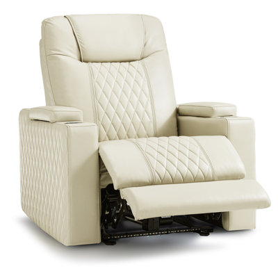 Power Reclining Home Theater Seating with Armrest Storage, Adjustable Headrest and LED Light
