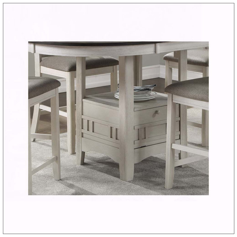 Table bicolore à hauteur de comptoir avec rangement et rallonge, Gray/White