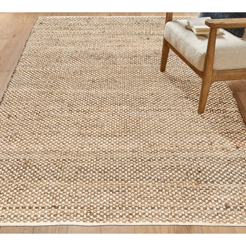 Tapis en jute, Jute naturel / ivoire, Rectangle 5 pi x 7 pi