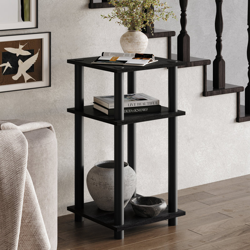 Easy Twist Assembly 3-Tier End Table In Black, Black