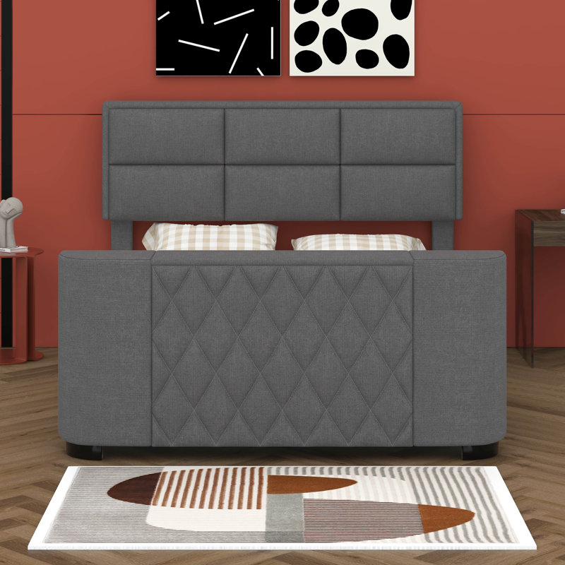 Lit plateforme avec rangement Ashdon, Gris