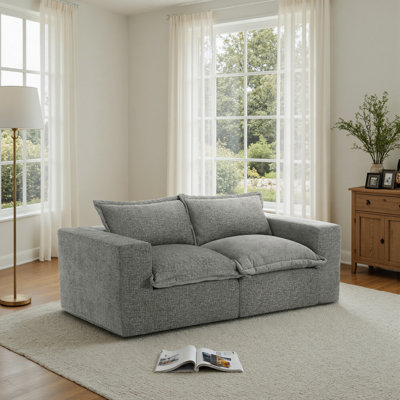 2 - Piece Upholstered Chenille Modular Sectional Sofa with Cushion Back– Fully Compressed, No Assembly Required