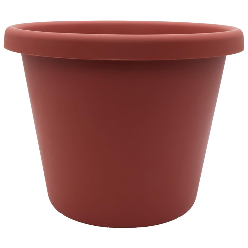 17 Inch Round Classic Planter, Plastic Plant Pot, Clay, Brown