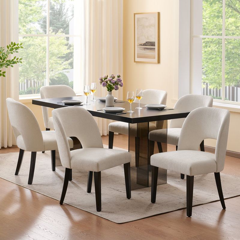 47cm H Upholstered Upholstered Back Side Chair, Beige