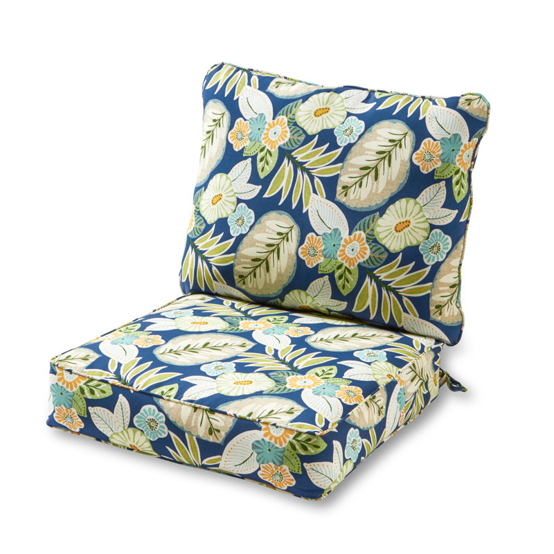 Coussin de siège pour chaise d'extérieur Lester, Marlow bleu à motif floral