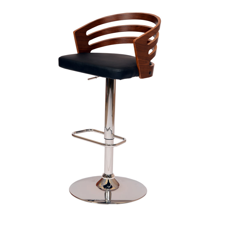 Swivel Upholstered Adjustable Height Counter Stool, Black
