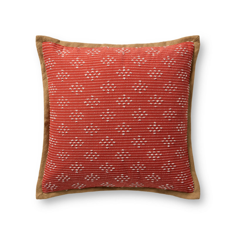 Coussin décoratif Loloi, Carré 20 po, Jaune géométrique, Inférieur