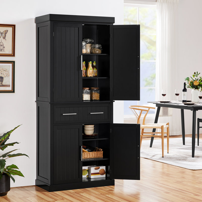 Buntin Kitchen Cabinet, Black