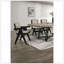 Contemporary Black Colour 2Pc Dining Arm Chairs Light Grey Fabric Upholstered Chairs Plank Arms Dining Room
