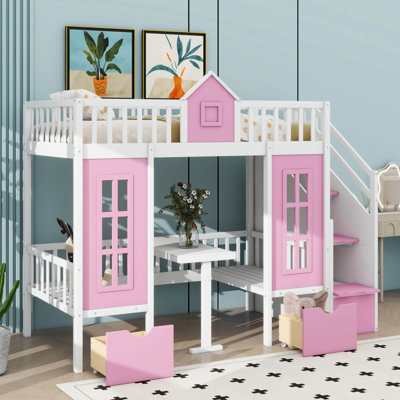 Convertible Twin-Over-Twin Bunk Bed With Adjustable Table: Transform The Bottom Bunk Into An Lower Desk