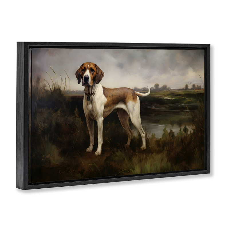 «On The Hunt Landscape», toile encadrée brune par Petal Prints Design, Cadre flottant noir de jais, H 17 po x l 25 po
