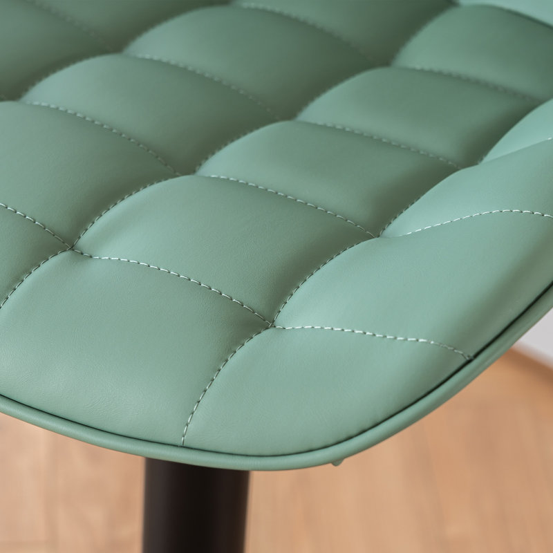 Lochie Swivel Adjustable Height Bar Stools Faux Leather Modern Barstools Upholstered Counter Stools, Sea Green/Black