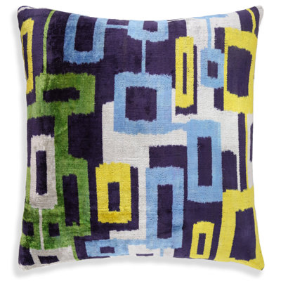 Luxury Multicolor Scallop Pattern Silk Velvet Throw Pillow – 20X20 Inch | Handmade In California
