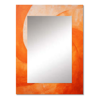 Tangerine Twist Spriral I - Abstract Spirals Mirror, Peach Decorative Wall Mirror, Printed Metal Art