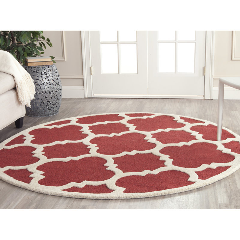 Cannen Hand Tufted Wool Geometric Rug, Round 6'