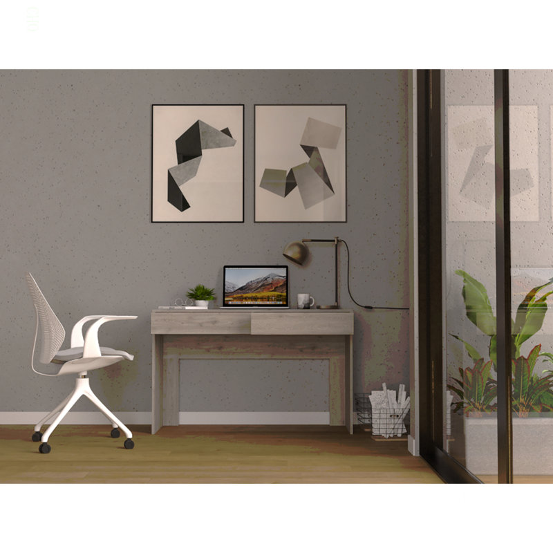 Bureau d'ordinateur avec deux tiroirs d'écriture, Gris