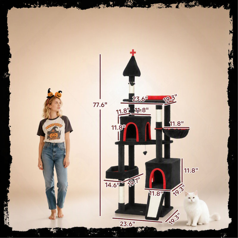 Arbre à chat, 78 po, tour avec lit cercueil