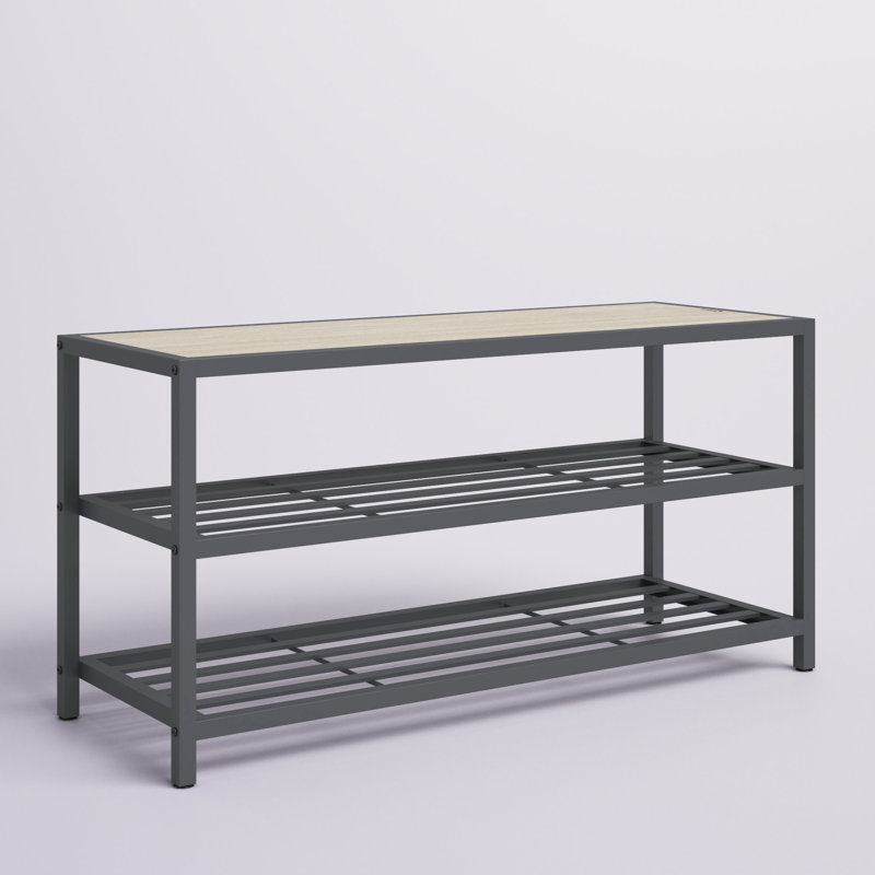 8 Pair Shoe Storage Bench, Slate Gray