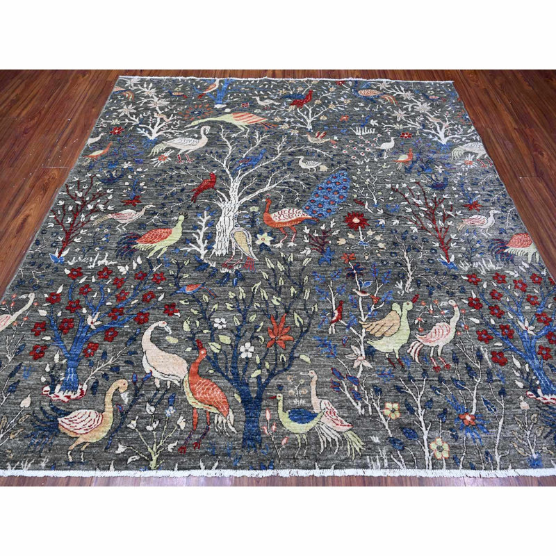 Tapis unique gris de 8 pi x 8 pi Dominyc