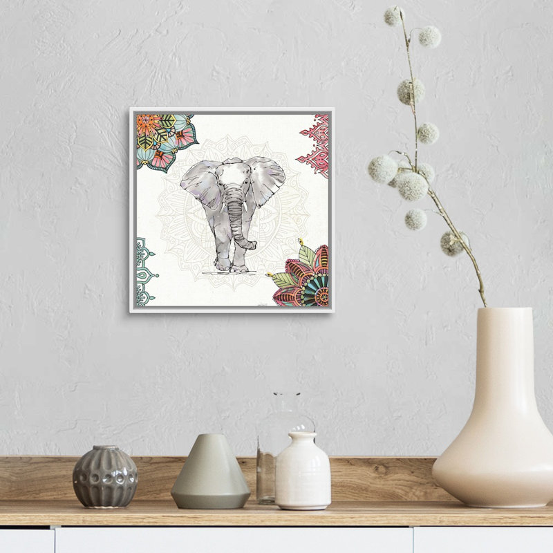 " Mandala Morning I " by Anne Tavoletti Painting Print, White Framed Canvas, 14" H x 14" W x 2" D
