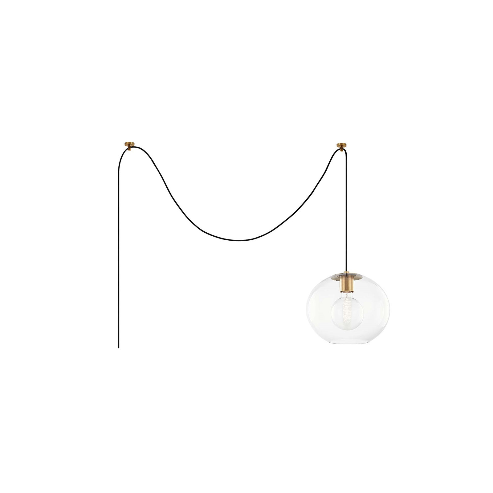 Margot 1 Light Pendant, Aged Brass, 10.5" H x 12.25" W x 12.25" D