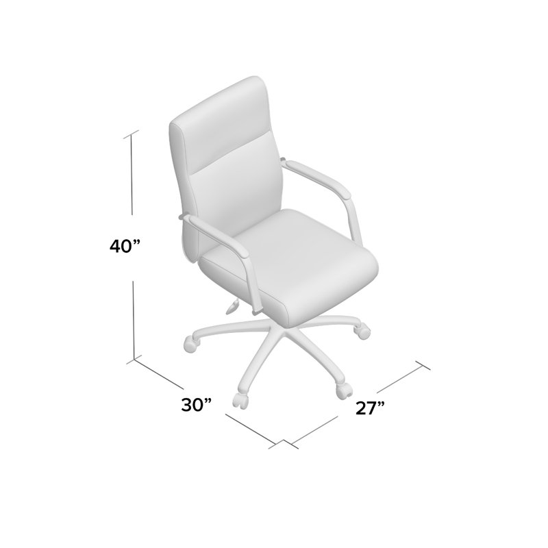 Fauteuil de direction roulant Megh, vinyle caramel, inclinable à ressort, Brun caramel