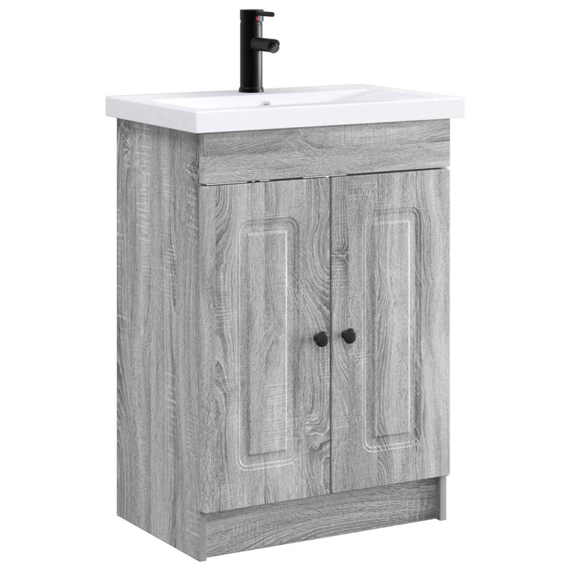 Vanity & Mirror Set, Grey Sonoma