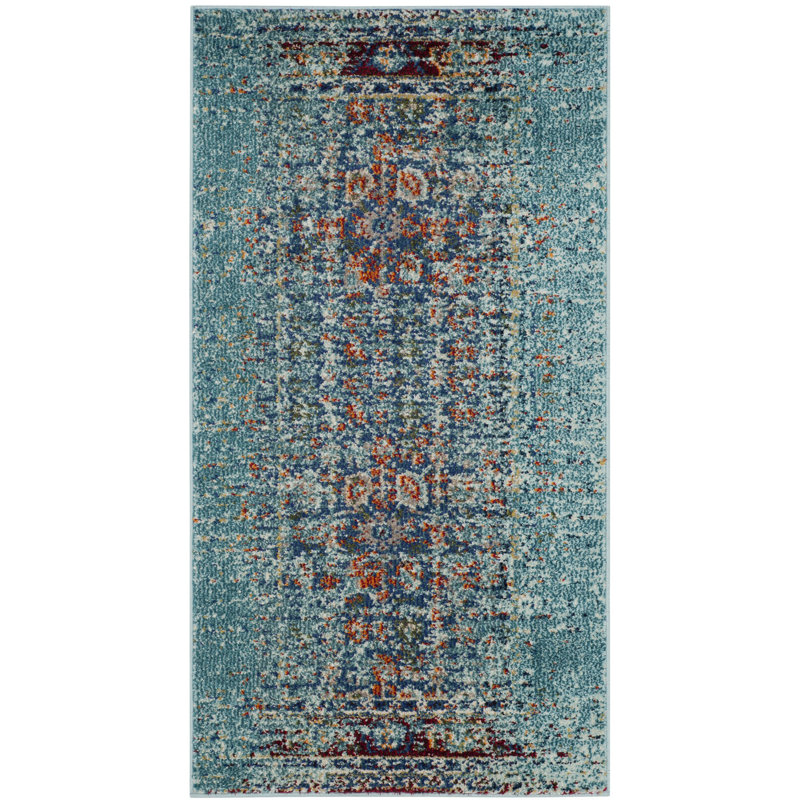 Hertzler Oriental Area Rug, Rectangle 12' x 18', Blue 