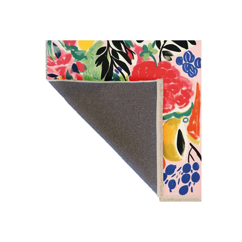 Tapis décoratif multicolore multicolore à motif de fruits et de plantes, Tapis de couloir 3 pi 3 po x 9 pi 10 po