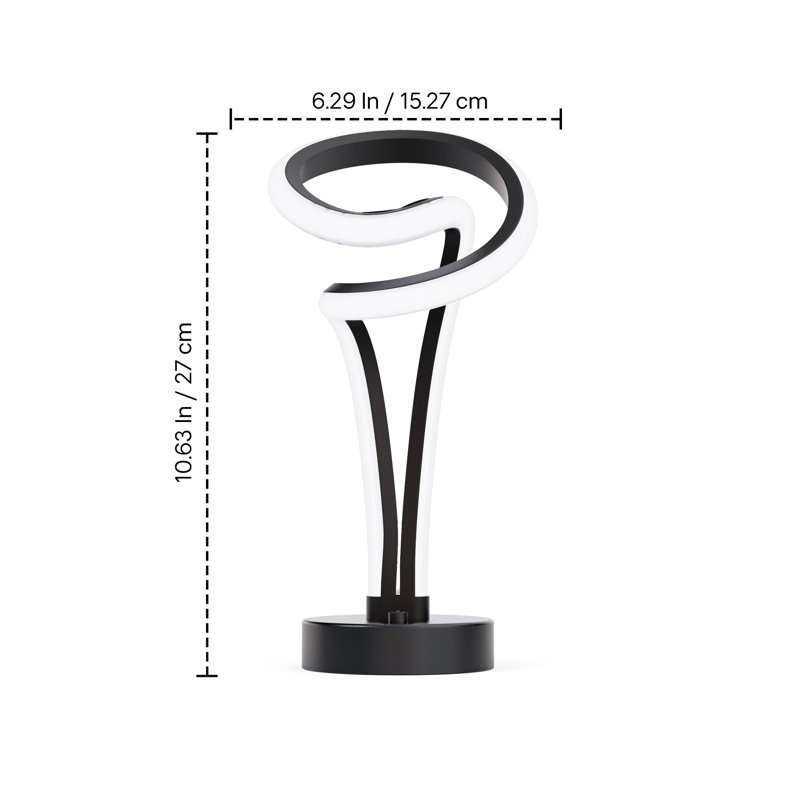 Modern Elegance 12W LED Table Lamp 11" - 3000K Soft White - Loop Design in Matte Black and Rose Gold