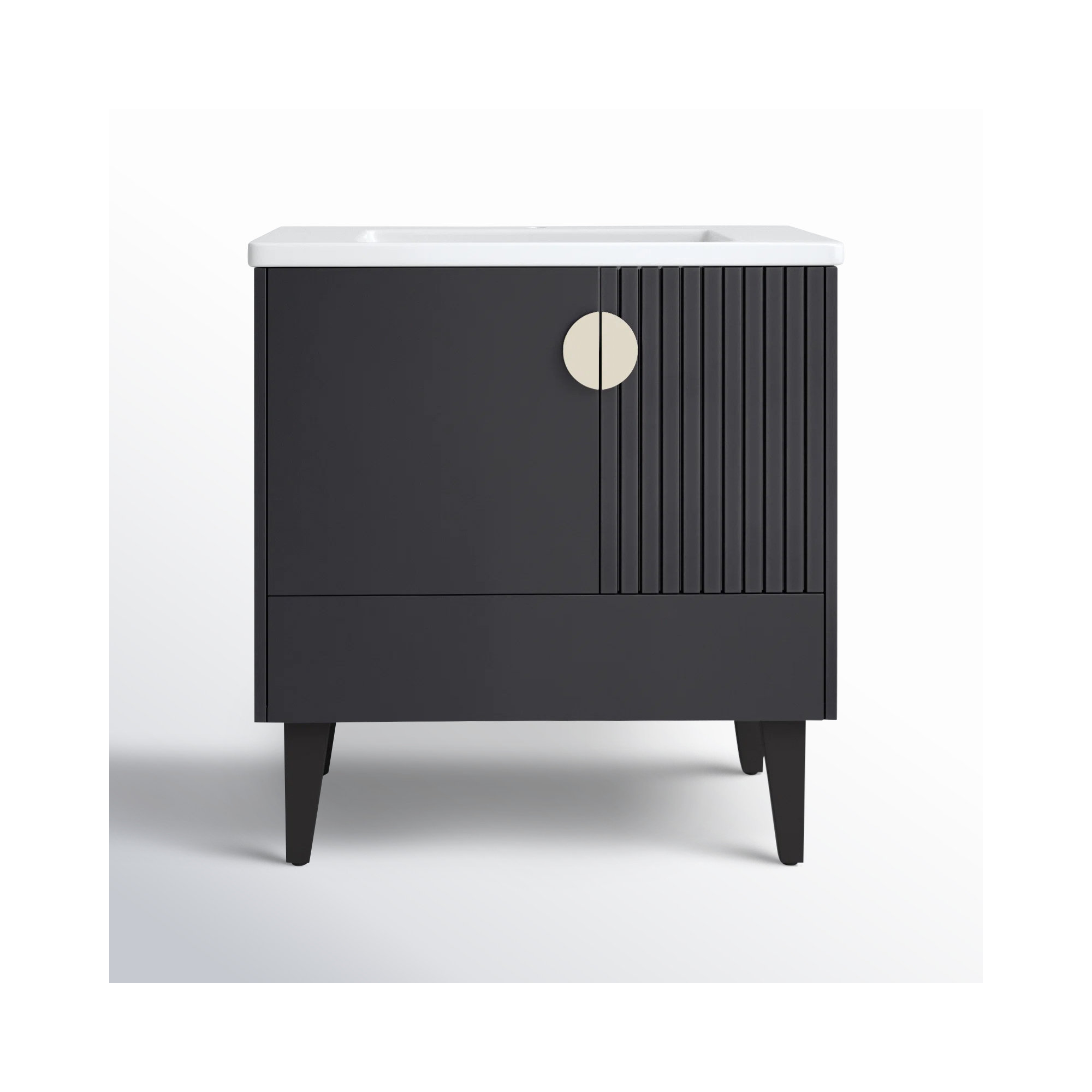 Saimah 30'' Single Bathroom Vanity, Satin Nickel, Black