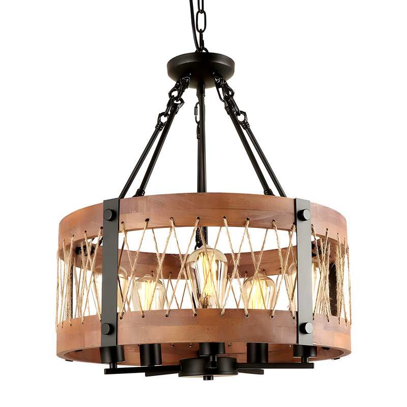 Parksville 5 - Light Dimmable Farmhouse Drum Chandelier