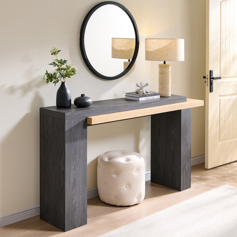 63-Inch Long Entryway Table，Wooden Console Table，Modern Sofa Table Behind Couch For Living Room, Dark Alder