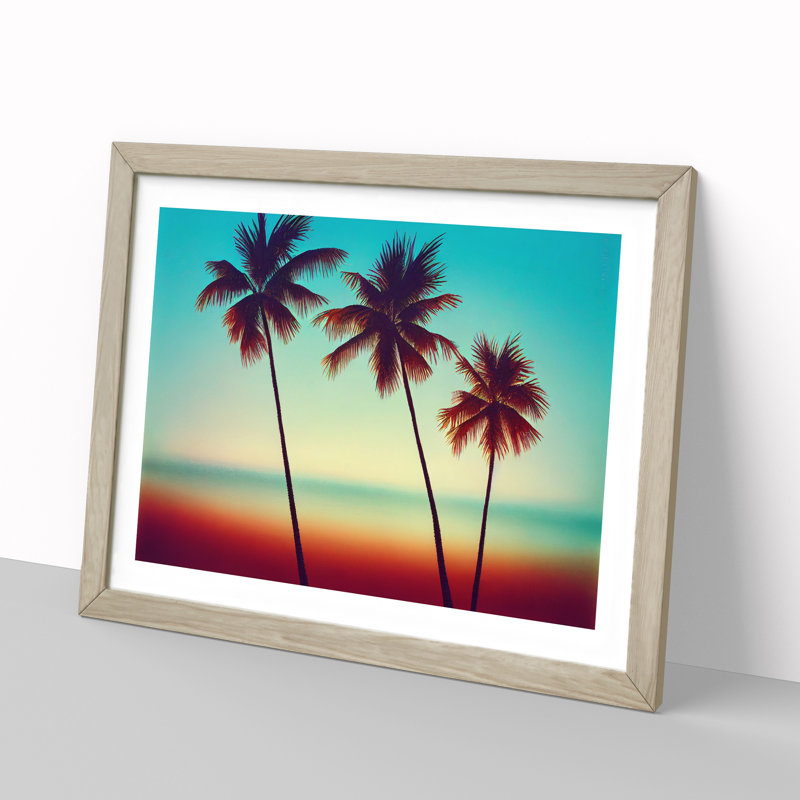 Classic Palm Trees - Framed Print, 34cm H x 46cm W x 2cm D, Oak