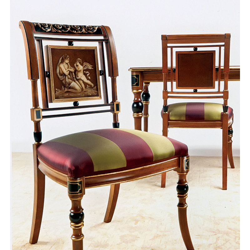 Chaise avec accoudoirs en bois massif brun
