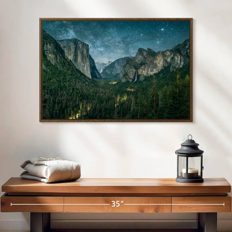 Yosemite, 25 po x 17 po, Cadre flottant en noyer