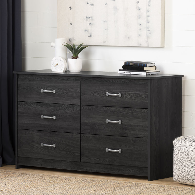 Tassio 6-Drawer Dresser, Gray Oak