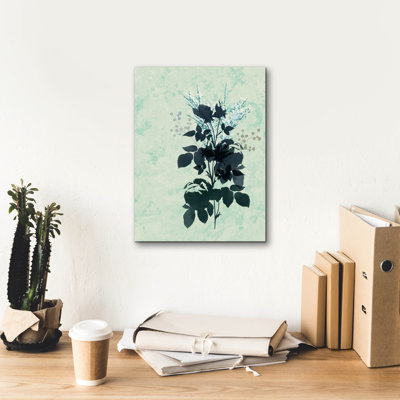 «Epic Graffiti», fleurs bleues sèches par Sabrina Balbuena, art mural sur toile, 12 po x 16 po