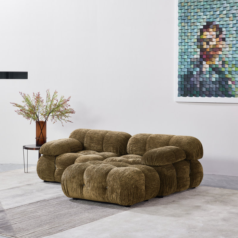 Upholstered L-Shaped Sectional Reversible, Golden Brown Chenille