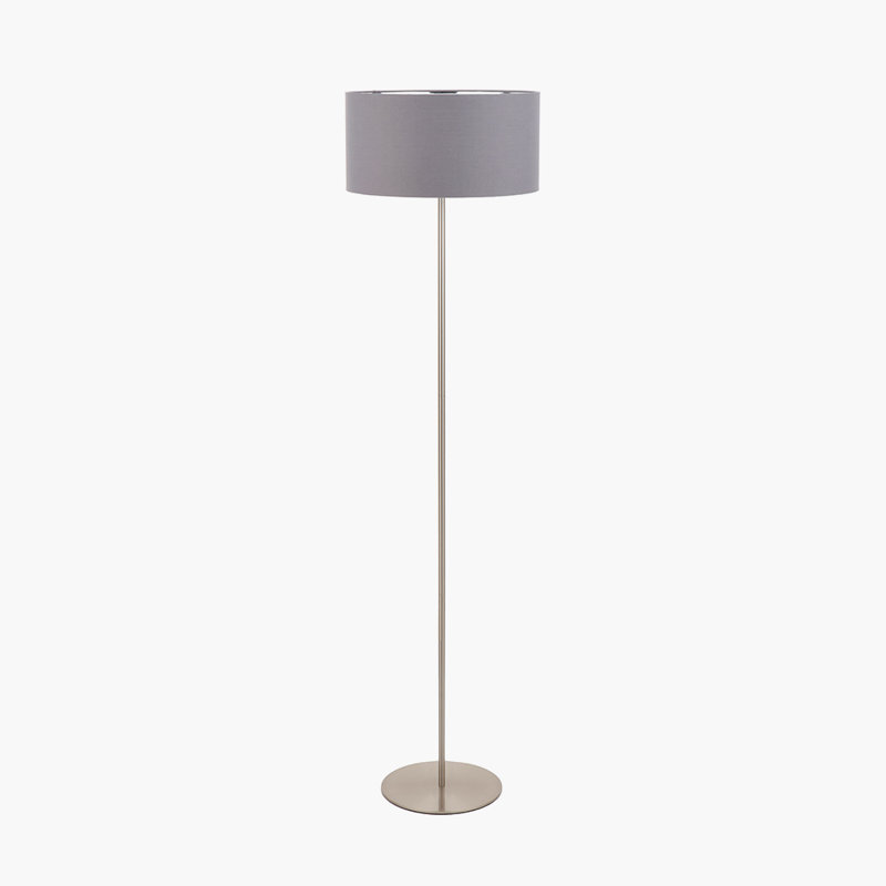 Sundari 159cm Traditional Floor Lamp, Brushed Silver, Gray