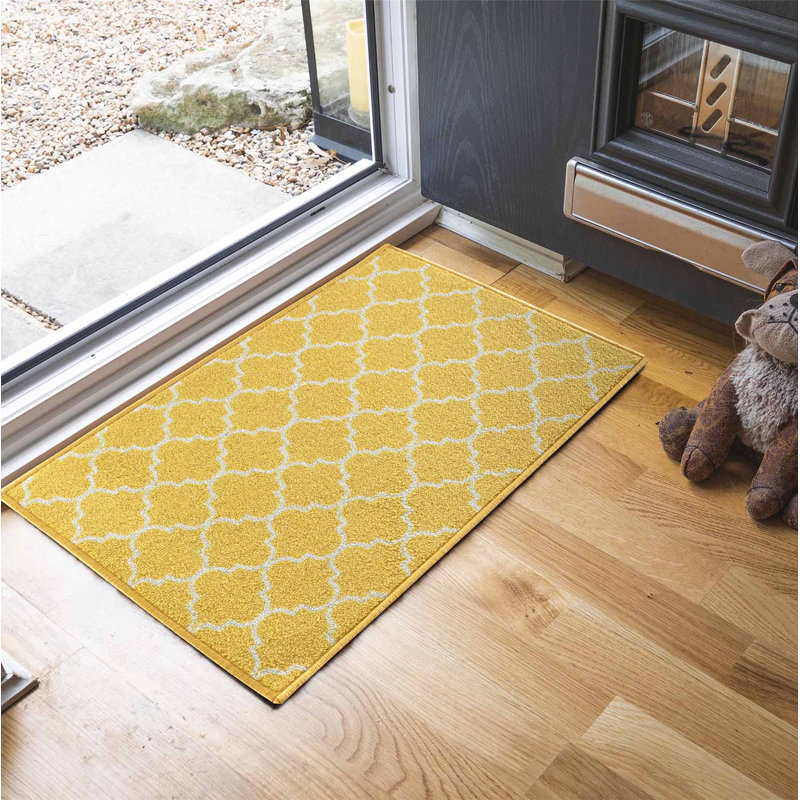 Vasta Non-Slip Geometric Indoor Doormat, 160cm W x 220cm L, Gold