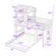 Lit simple superposé en L simple au-dessus d'un lit double en bois-914289736
