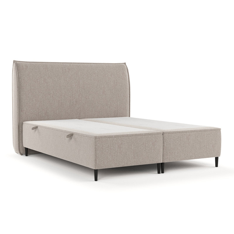 Upholstered Bed DRACO With Storage, 200 x 200 cm, Light Brown