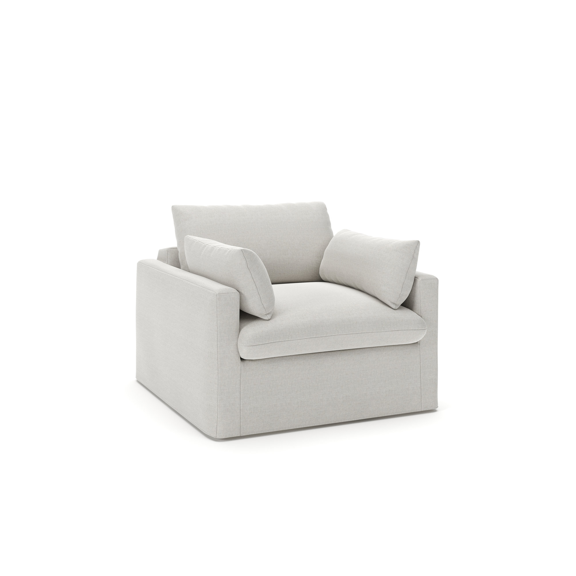 Luna Slipcovered Chair and a Half, Drusky Ivory Sustain® Basketweave