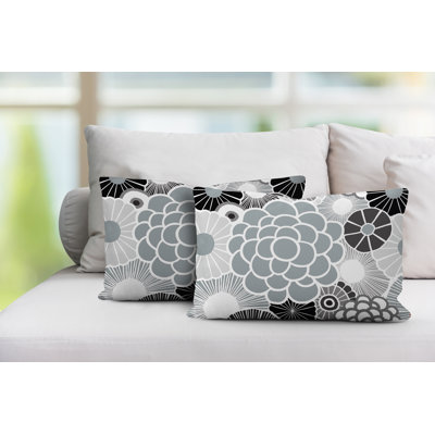 Bursta Floral Outdoor Reversible Throw Pillow