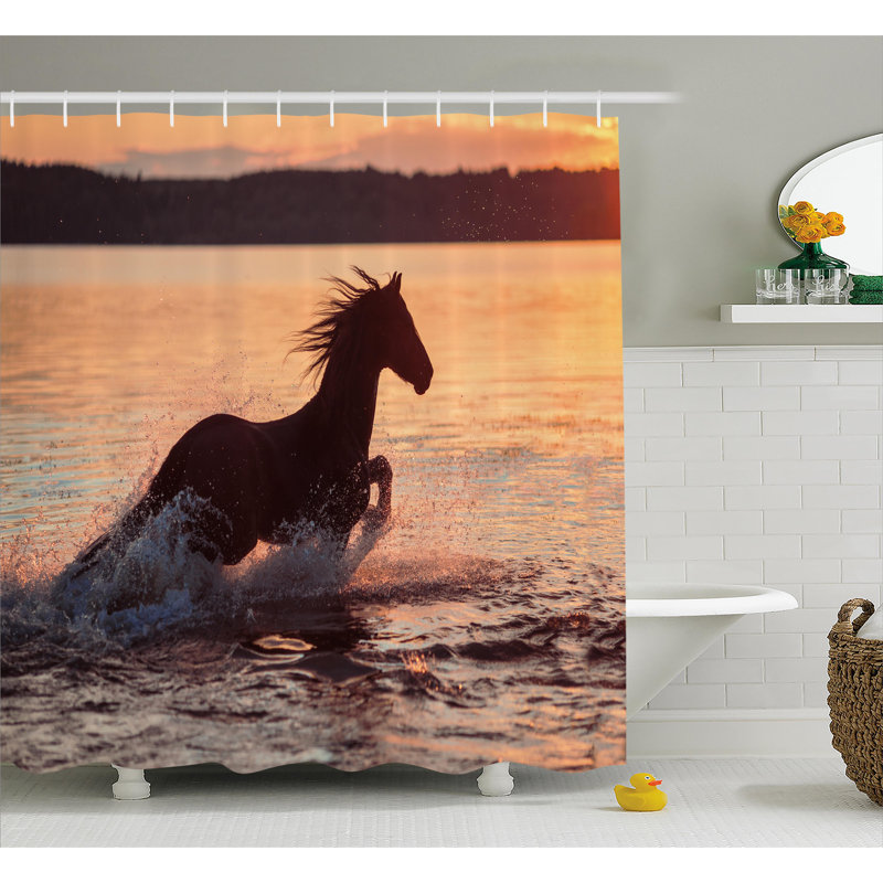 Horse Sea Single Shower Curtain, 69" H x 70" W